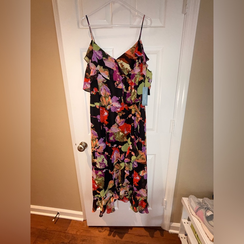 NWT London Times Petite Floral-Print Cold Shoulder Maxi Dress Size: 20W - Picture 4 of 16